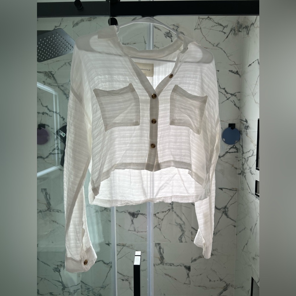 White Long Sleeve Crop Top
